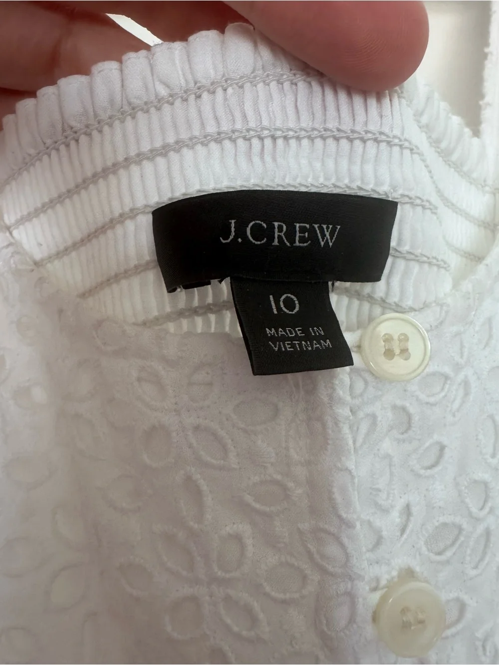 J. Crew White Eyelet Button Midi Dress